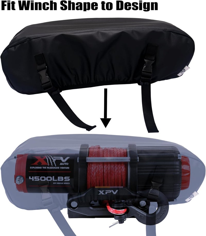 EUDORA Small Winch Cover, Weather Resistant Dustproof Cover Ideal for Electric Winches 2500 to 5500 lbs, Heavy Duty Waterproof UV-resistant Winch Protective Cover, Indoor/Outdoor Use - Image 2